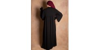 Structured black puff-sleeve abaya